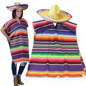 Mexican Poncho & Sombrero Set - Adult Halloween Costume